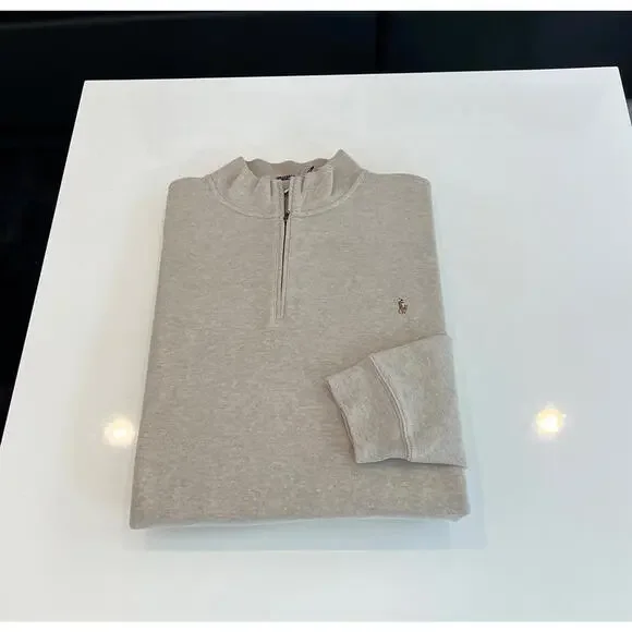 Polo Ralph Lauren $125 Pullover Sweater Beige 1/4 Zipper Size 4XLT Long Sleeve